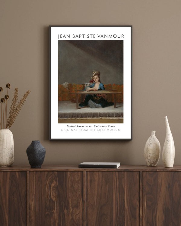 Jean Baptiste Vanmour - Nakış Çerçevesinin Önündeki Türk Kadını çerçeve