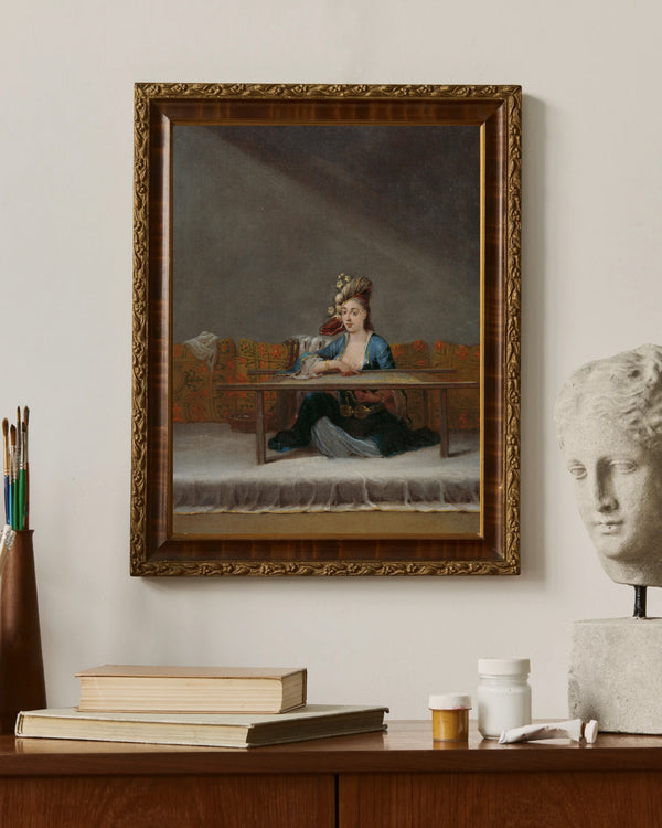 Jean Baptiste Vanmour - Nakış Çerçevesinin Önündeki Türk Kadını