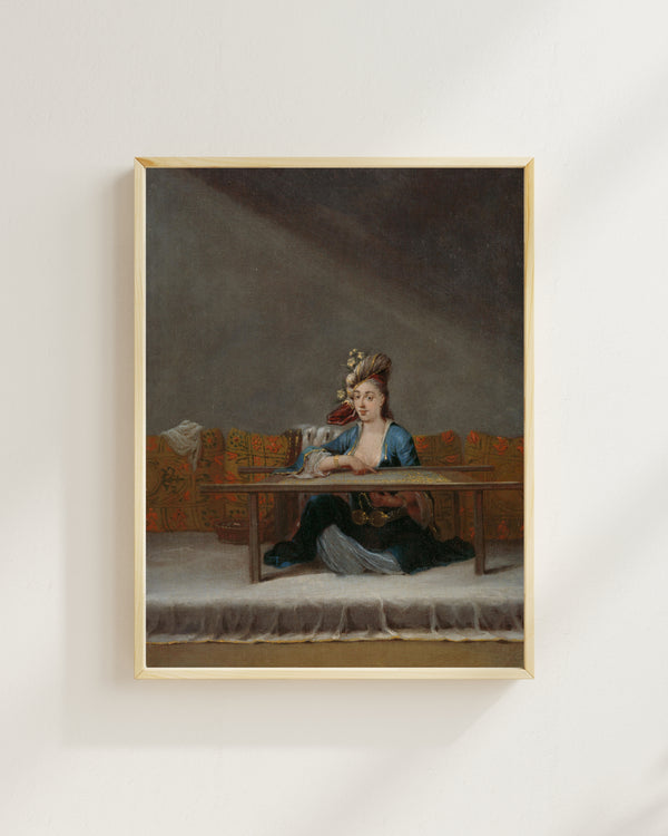 Jean Baptiste Vanmour - Nakış Çerçevesinin Önündeki Türk Kadını