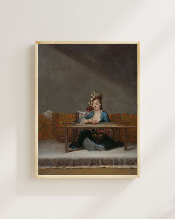 Jean Baptiste Vanmour - Nakış Çerçevesinin Önündeki Türk Kadını