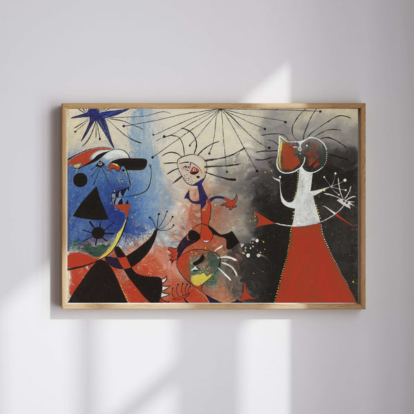 Joan Miró - Yıldızların Okşayışı Fine Art Baskı