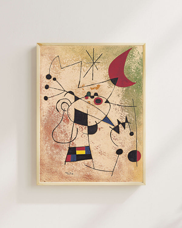Joan Miró - Ay Ateşiyle Kör Olan Şimşek Kuşu Fine Art Baskı