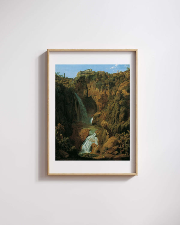 Johann Martin von Rohden - Neptün Mağarası Tivoli yakınlarındaki Şelale fine art baskı