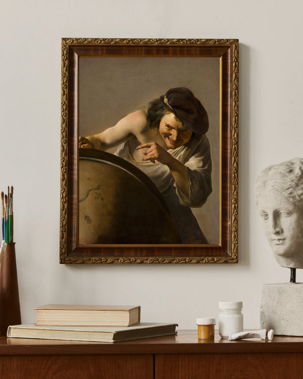 Johannes Moreelse - Gülümseyen Filozof Demokritos çerçeve