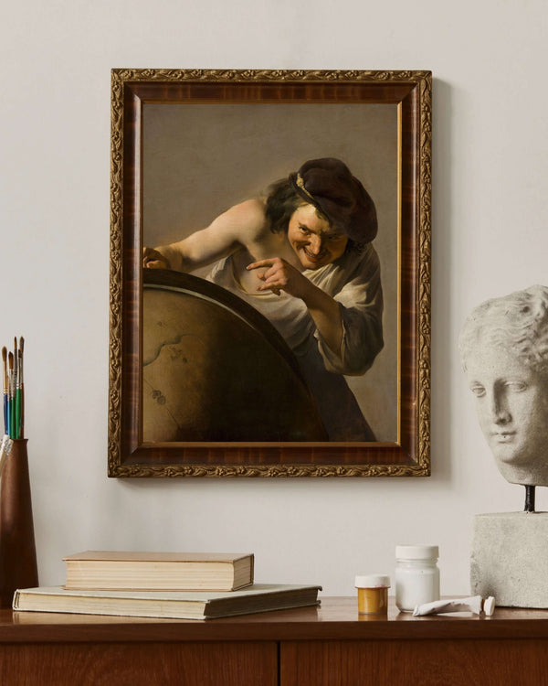 Johannes Moreelse - Gülümseyen Filozof Demokritos çerçeve