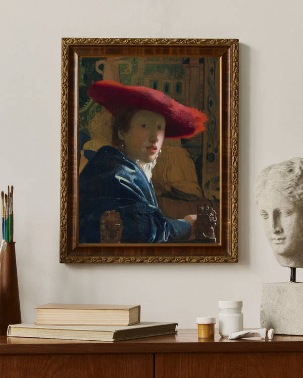 Johannes Vermeer - Kırmızı Şapkalı Kız Çerçeve