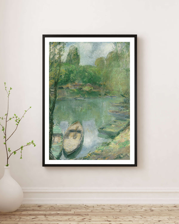 John Henry Twachtman - Gölette Demirlemiş Tekneler Fine Art Baskı