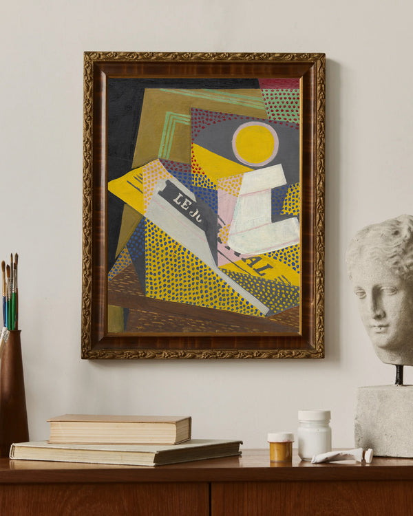 Juan Gris - Gazete ve Meyve Tabağı Fine Art Baskı