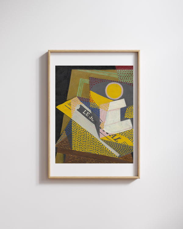 Juan Gris - Gazete ve Meyve Tabağı Fine Art Baskı