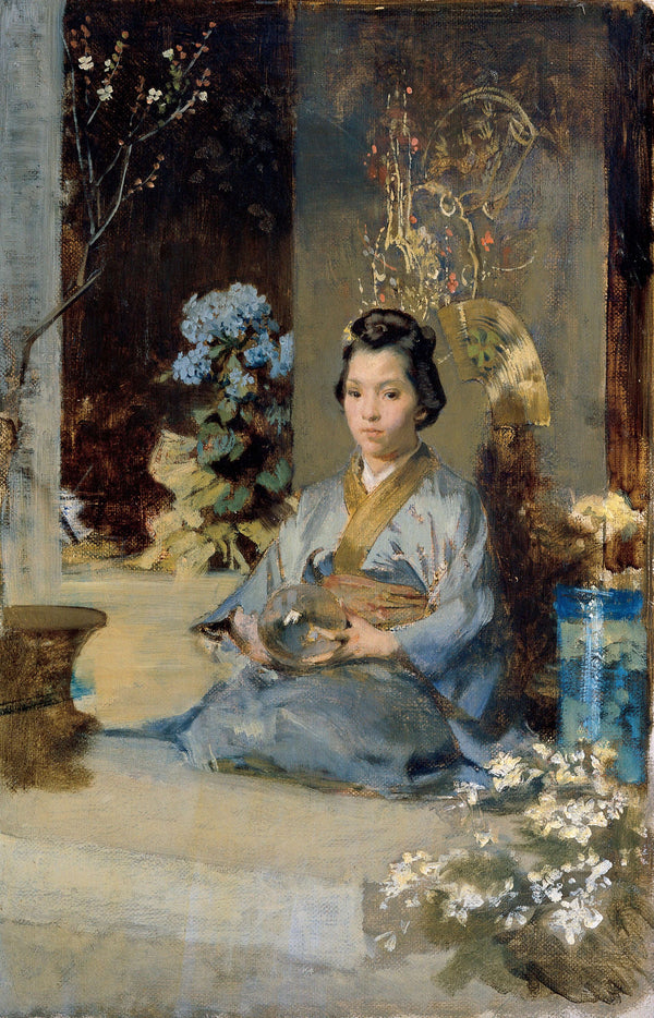 Julius Victor Berger - Bir Odada Japon Kadın tablo