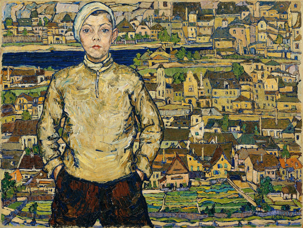 Karl Suschnik - Manzarada Çocuk Fine Art Baskı