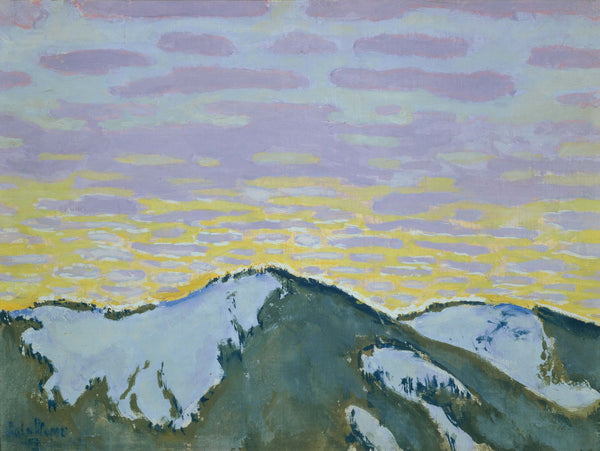 Koloman Moser - Alacakaranlıkta Karlı Dağ Zirveleri Fine Art Baskı