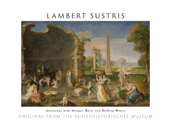 Lambert Sustris - Antik Harabeler ve Yıkanan Kadınlarla Manzara fine art baskı