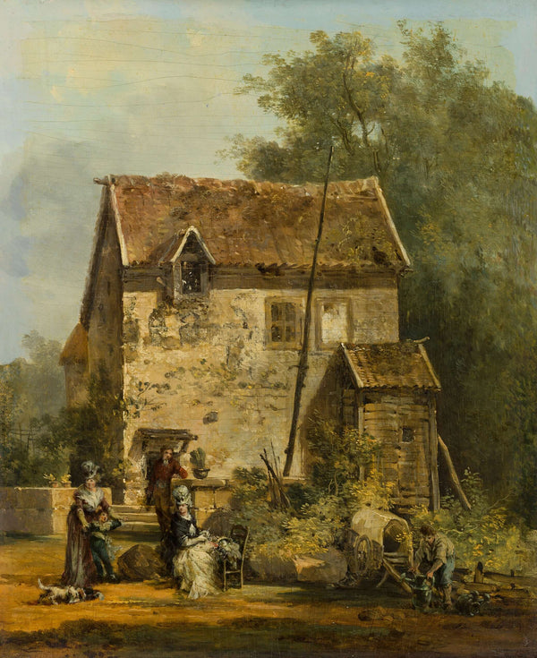 Louis-Gabriel Moreau the Elder - Bahçede Zarif Bir Topluluk fine art baskı