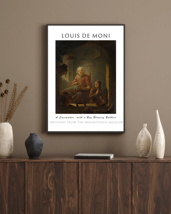 Louis de Moni-Dantel Ören Kadın ve Sabun Köpüğü Üfleyen Çocuk