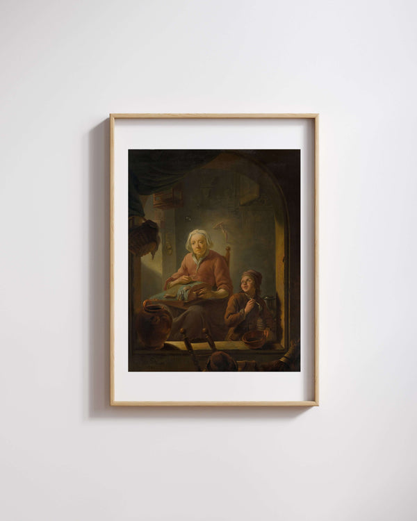 Louis de Moni - Dantel Ören Kadın ve Sabun Köpüğü Üfleyen Çocuk fine art baskı