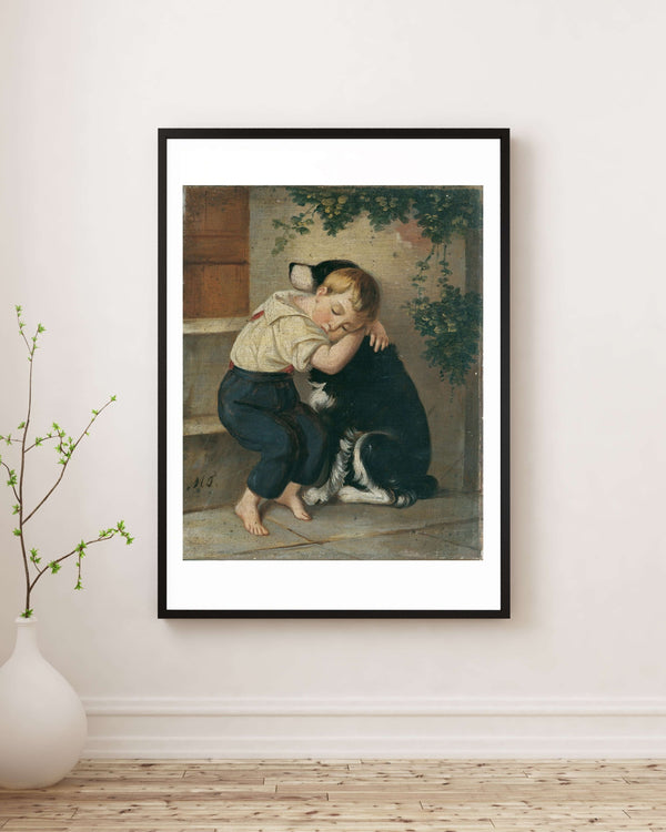 Maria Theresia von Österreich-Este - Köpekli Erkek Çocuk fine art baskı