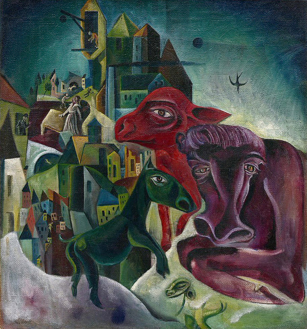 Max Ernst - Hayvanlarla Şehir Tablo