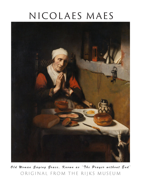 Nicolaes Maes - Sonsuz Dua Olarak Bilinen Dua Eden Yaşlı Kadın fine art baskı