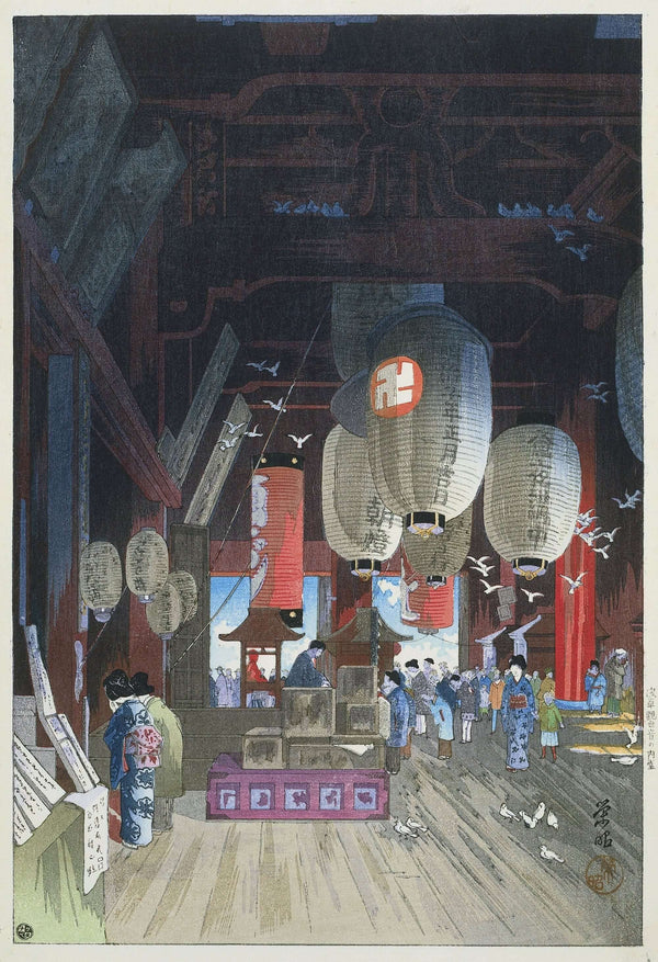 Narazaki Eishō - Asakusa’daki Kannon Tapınağı’nda tablo