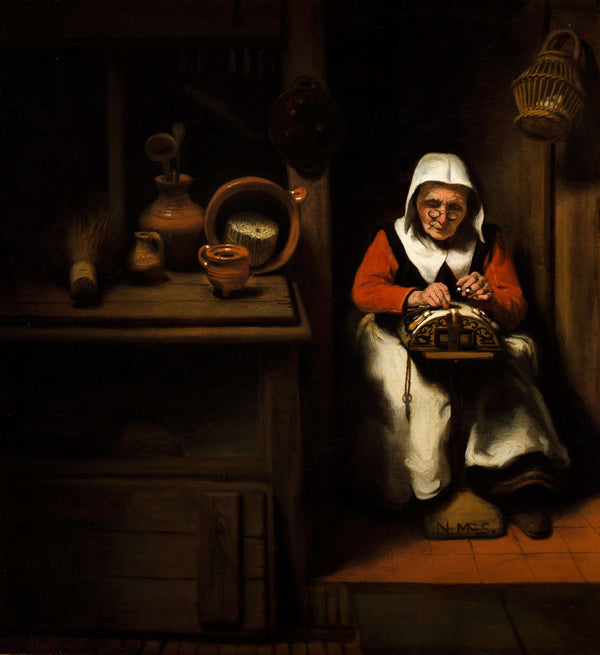 Nicolaes Maes - Yaşlı Dantelci Kadın tablo