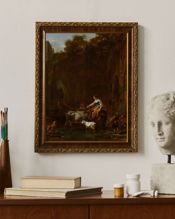 Nicolaes Pietersz Berchem - Roma Harabeleri Yanında Çobanlar çerçeve