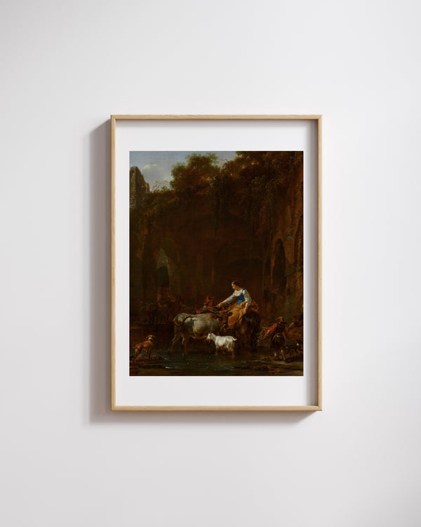 Nicolaes Pietersz Berchem - Roma Harabeleri Yanında Çobanlar fine art baskı
