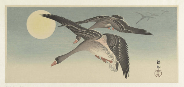 Ohara Koson - Dolunayda Kazlar Tablo