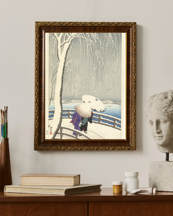 Ohara Koson - Yanagibashi’de Kar