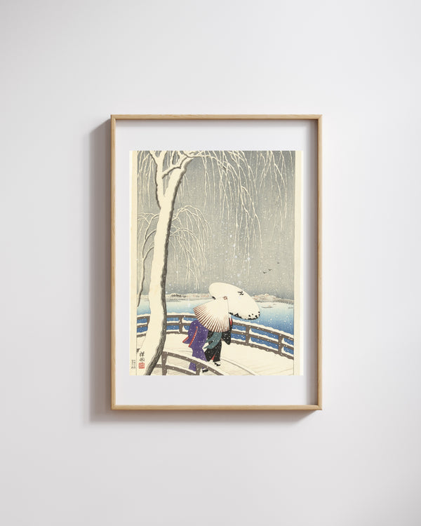 Ohara Koson - Yanagibashi’de Kar