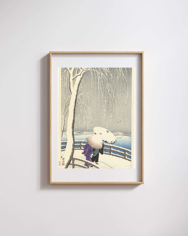Ohara Koson - Yanagibashi’de Kar fine art baskı