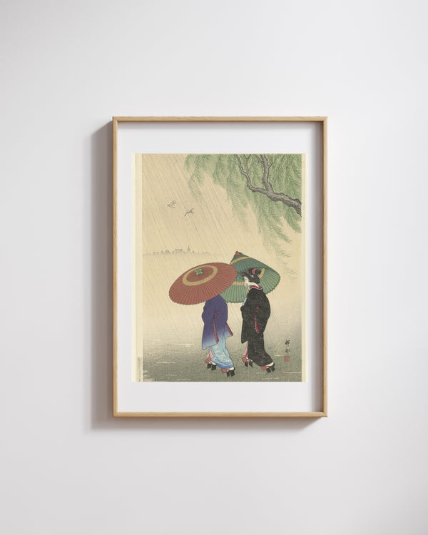 Ohara Koson - Yağmur Altında İki Kadın