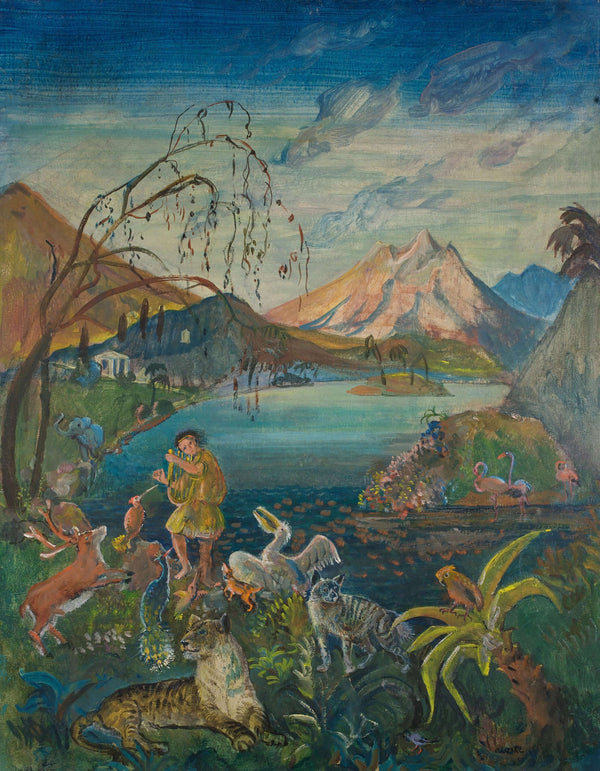 Oskar Laske - Hayvanlar Arasında Orpheus tablo