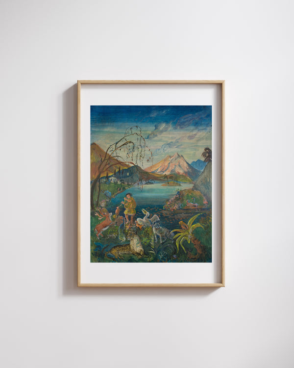 Oskar Laske - Hayvanlar Arasında Orpheus fine art baskı
