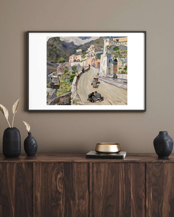 Oskar Laske - Positano Görünümü Fine Art Baskı