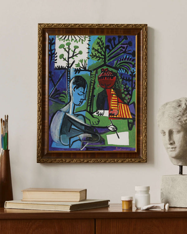 Pablo Picasso - Claude ve Paloma Resim Yaparken fine art baskı
