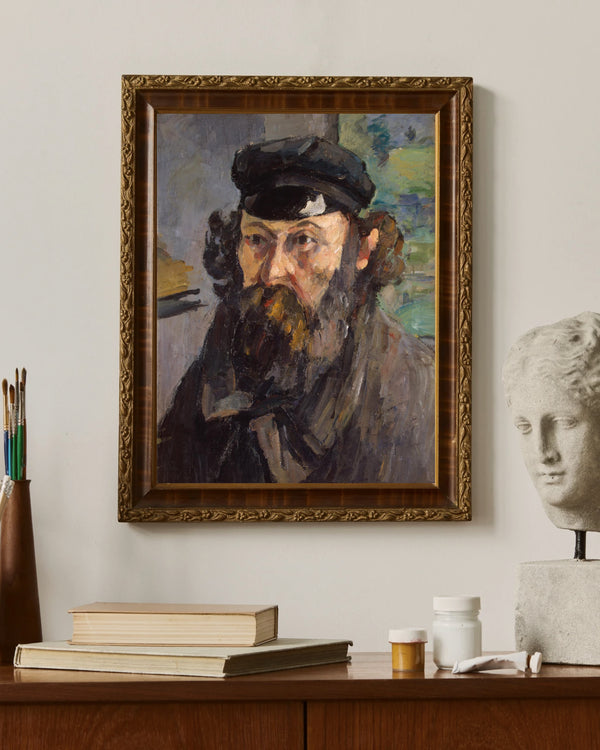 Paul Cézanne - Kasketli Otoportre Çerçeve