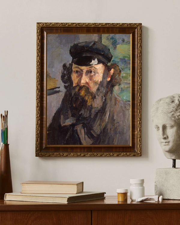 Paul Cézanne - Kasketli Otoportre Çerçeve