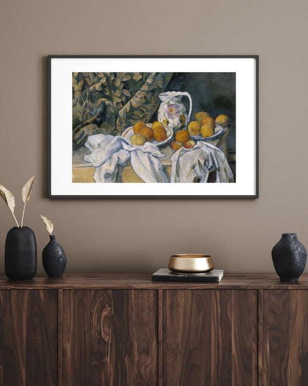 Paul Cézanne - Perdeli Natürmort Çerçeve