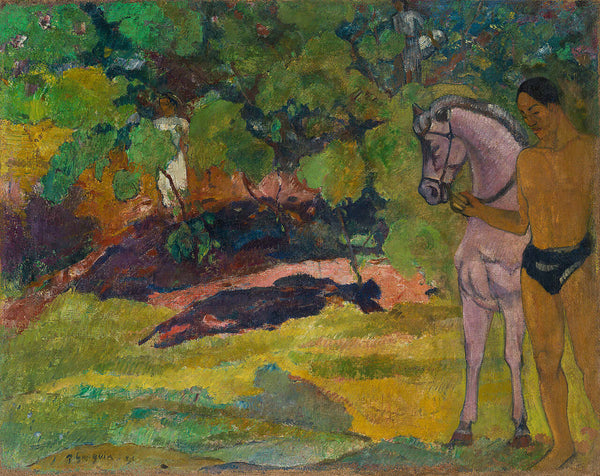 Paul Gauguin - Vanilya Korusunda Adam ve At Fine Art Baskı