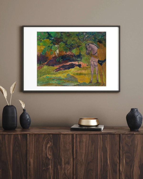Paul Gauguin - Vanilya Korusunda Adam ve At Fine Art Baskı