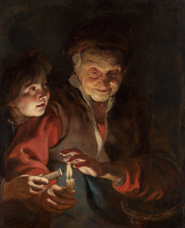 Peter Paul Rubens - Mum Işığı Altında Yaşlı Kadın ve Çocuk