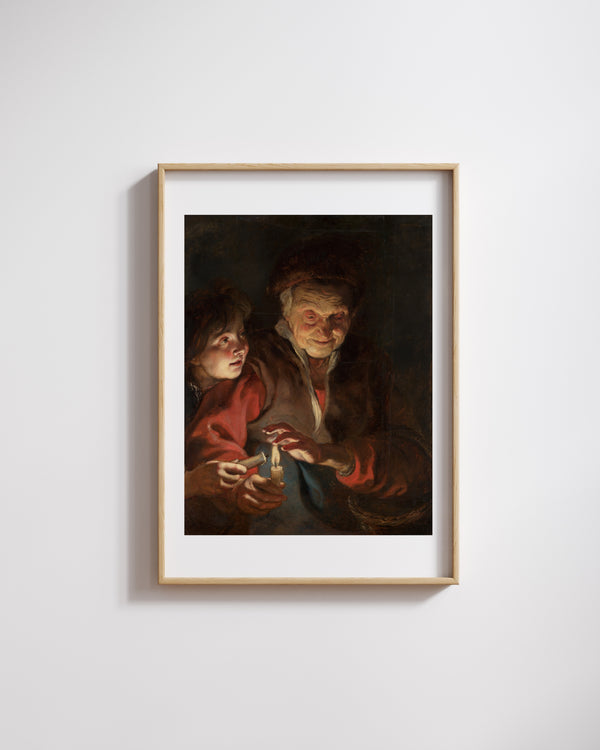 Peter Paul Rubens - Mum Işığı Altında Yaşlı Kadın ve Çocuk