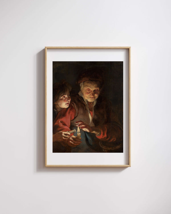 Peter Paul Rubens - Mum Işığı Altında Yaşlı Kadın ve Çocuk