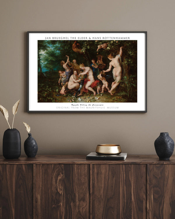 Jan Brueghel the Elder & Peter Paul Rubens-Nimfler Bolluk Boynuzunu Dolduruyor çerçeve