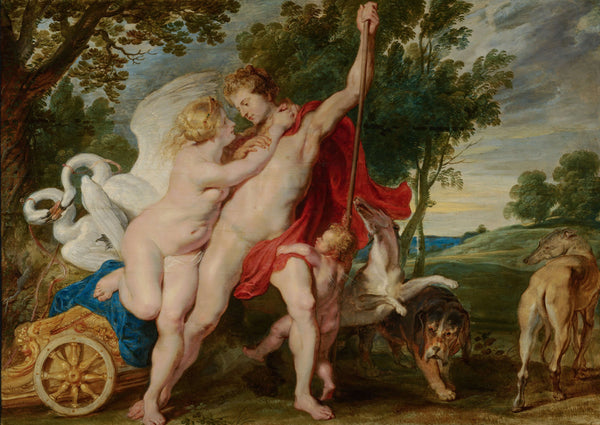 Peter Paul Rubens - Venüs Adonis’i Avlanmaktan Alıkoymaya Çalışıyor Tablo
