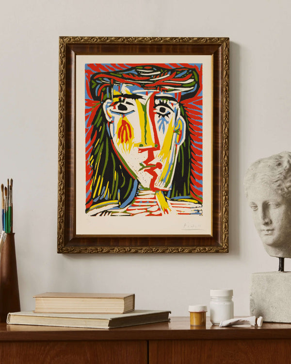 Pablo Picasso - Hasır Şapkalı Jacqueline Fine Art Baskı