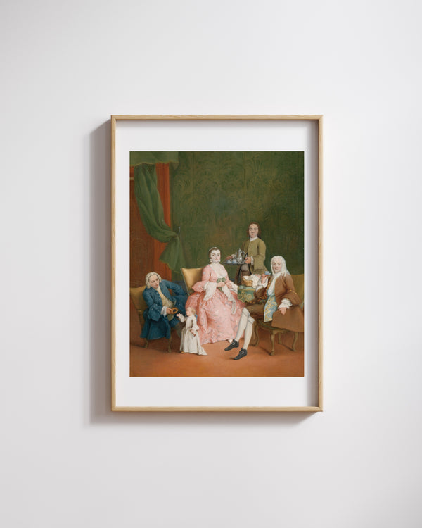Pietro Longhi - Kahve Servis Eden Uşaklı Bir Ailenin Portresi Fine Art Baskı