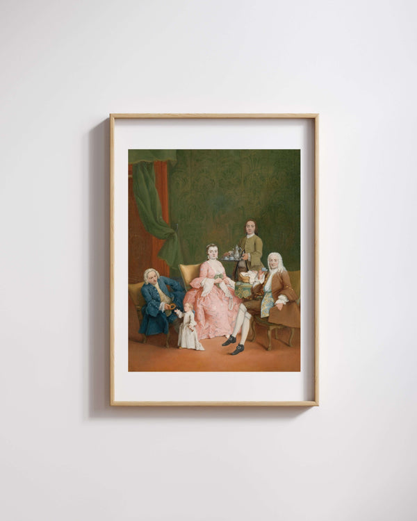 Pietro Longhi - Kahve Servis Eden Uşaklı Bir Ailenin Portresi Fine Art Baskı