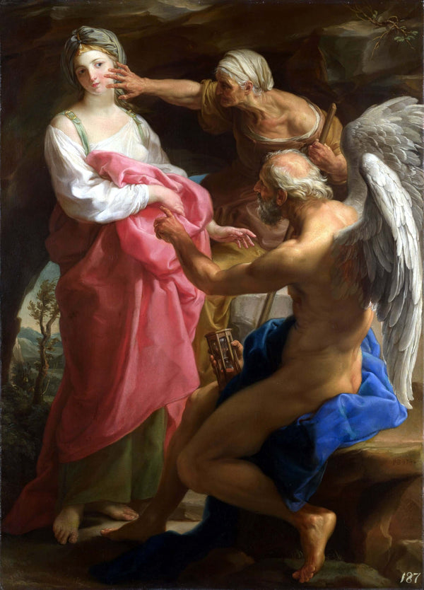 Pompeo Girolamo Batoni - Zamanın Yaşlılığa Güzelliği Yok Etmesini Emretmesi fine art baskı